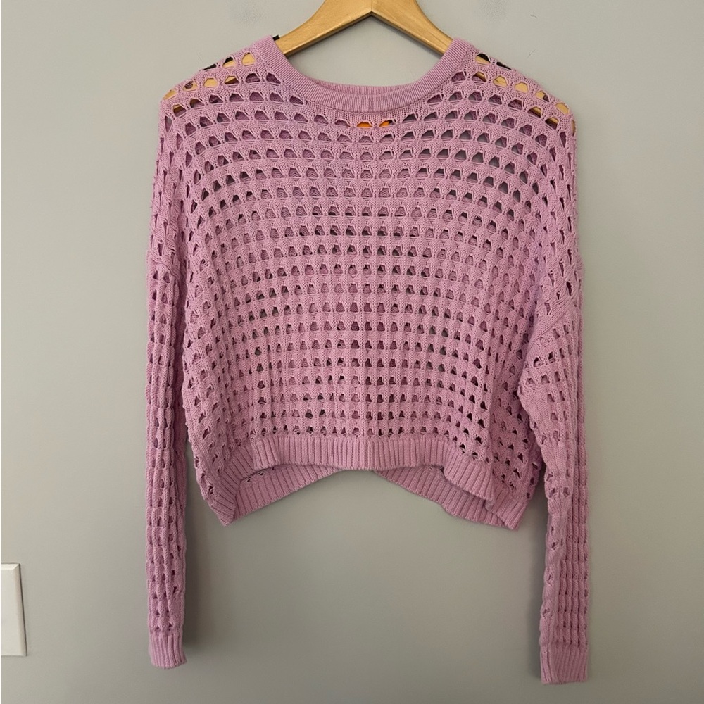 WISPR Purple Pink Open Knit Pullover Sweater